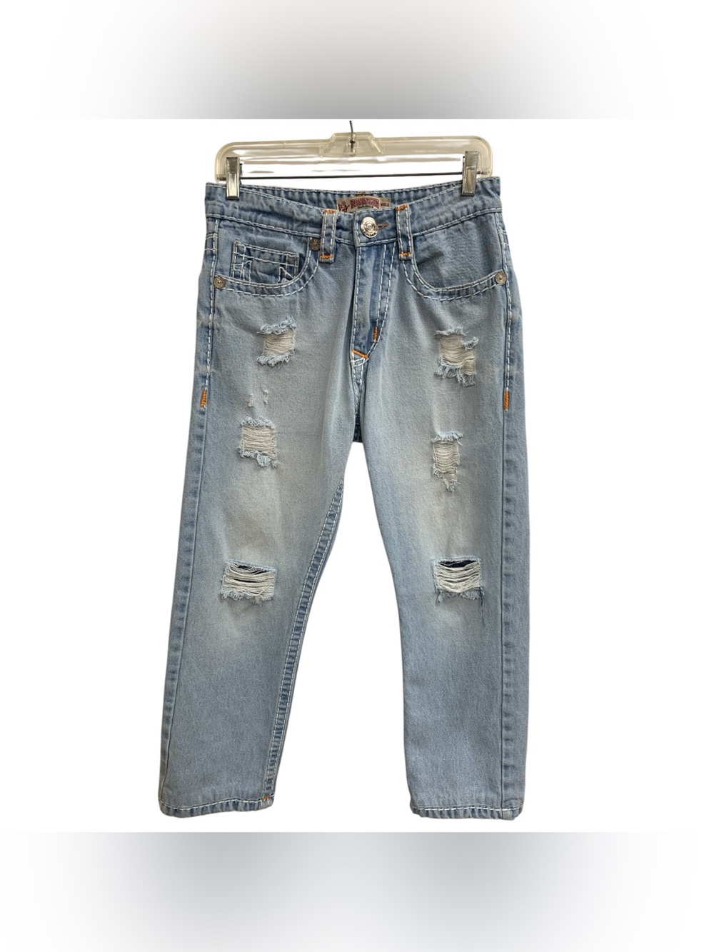 True Religion Light Blue Distressed Relaxed Jeans Size M